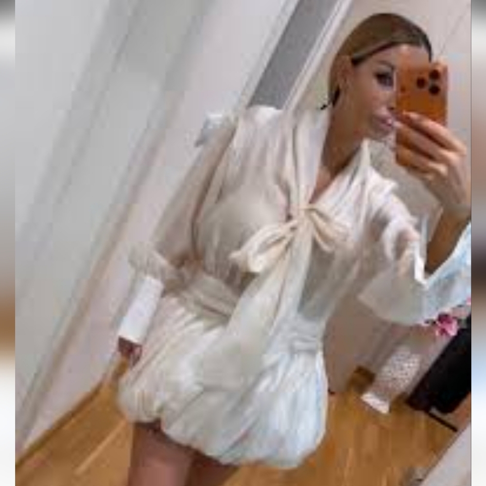 Sheer Ivory Tie-Neck Babydoll Romper - Women's Intimates